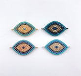 14K Gold Filled EVIL Eye connector, CZ Micro Pave Evil Eye Bracelet Connector Charm ,CZ Evil Eye Connector, Evil Eye Connector, 29x15mm, CN168
