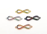 18K Gold Filled Rainbow CZ Infinity Connector, Infinity Charm, Infinity Earrings, Infinity Necklace, Infinity Band, 28x7mm,CN183