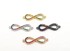 18K Gold Filled Rainbow CZ Infinity Connector, Infinity Charm, Infinity Earrings, Infinity Necklace, Infinity Band, 28x7mm,CN183