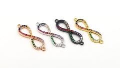 18K Gold Filled Rainbow CZ Infinity Connector, Infinity Charm, Infinity Earrings, Infinity Necklace, Infinity Band, 28x7mm,CN183