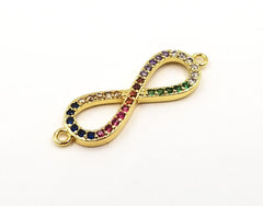 18K Gold Filled Rainbow CZ Infinity Connector, Infinity Charm, Infinity Earrings, Infinity Necklace, Infinity Band, 28x7mm,CN183