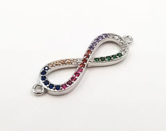 18K Gold Filled Rainbow CZ Infinity Connector, Infinity Charm, Infinity Earrings, Infinity Necklace, Infinity Band, 28x7mm,CN183