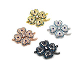 18K Gold Filled Turquoise CZ Clover Connector, Micro Pave Connector, CZ Micro Pave Quatrefoil Clover Charm, Clover Pendant, Quatrefoil, 19x14mm, CN191