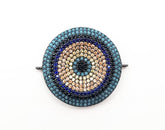 Turquoise CZ Evil Eye Connector, Evil Eye Charm, Gold Evil Eye, Evil Eye Necklace, Greek Evil Eye, Pave Connector, 35mm, CN197