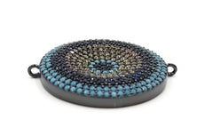 Turquoise CZ Evil Eye Connector, Evil Eye Charm, Gold Evil Eye, Evil Eye Necklace, Greek Evil Eye, Pave Connector, 35mm, CN197