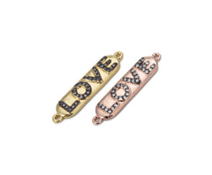 14K Gold Filled Love Connector CZ Micro Pave, Cubic Zirconia I Love You Necklace, Charm Connector, Pave Love Word Charm, 31x7mm, CN233