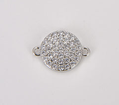 18K Gold Filled Round Shape Charm Connector CZ Micro Pave, Disc Connector, Pave Connector, Connector Charms, Cubic Zirconia, 12x8mm, CN269