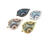 22K Gold Filled Teardrop Colored CZ Pave Connector, Teardrop Connector, CZ Micro Pave Connector, Cubic Zirconia, Connector, 32x22mm, CN282