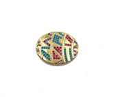 18K Gold Filled Rainbow CZ Oval Connector Charm, CZ Micro Pave Charm, Egg Shape Connector, Gold Oval Shape Connector, 23x18mm, CN285