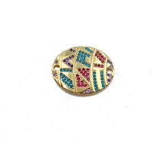 18K Gold Filled Rainbow CZ Oval Connector Charm, CZ Micro Pave Charm, Egg Shape Connector, Gold Oval Shape Connector, 23x18mm, CN285