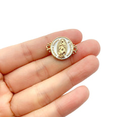 18K Gold Filled Our Lady of Guadalupe Enamel Connector, Virgin Mary Connector, Charm Connector, Gold Connectors, 22x16mm, CN286