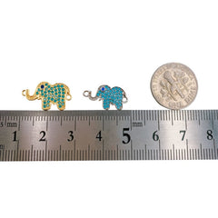 18K Gold Filled Turquoise CZ Elephant Charms Necklace Pendant in 18K Gold for Necklace Charm with CZ Stone Cubic animal Charm, 19mm, CN343