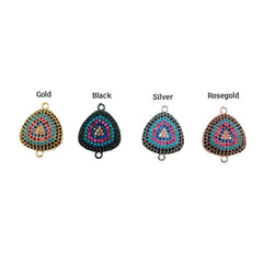 24K Gold Filled Micro Pave EVIL Eye Connector, CZ Evil Eye Charm, Cubic Zirconia Rose Gold Evil Eye Bracelet Connector Link Charm, 14mm, CN345