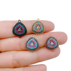 24K Gold Filled Micro Pave EVIL Eye Connector, CZ Evil Eye Charm, Cubic Zirconia Rose Gold Evil Eye Bracelet Connector Link Charm, 14mm, CN345