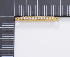 24K Gold Filled Minimalist Rectangular Bar Connector Micro Pave CZ DIY Charm Necklace Bracelet Findings for Jewelry Making, 20x2mm, CN361