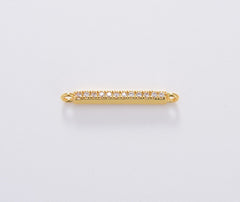 24K Gold Filled Minimalist Rectangular Bar Connector Micro Pave CZ DIY Charm Necklace Bracelet Findings for Jewelry Making, 20x2mm, CN361