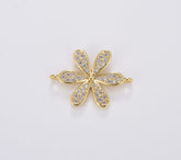18K Gold Filled Flower Charm Connector, Flower Connector, CN366B