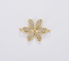 18K Gold Filled Flower Charm Connector, Flower Connector, CN366B