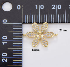 18K Gold Filled Flower Charm Connector, Flower Connector, CN366B