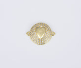 18K Gold Filled Heart Love Connector, Heart Medallion Charm, Micro Pave CZ DIY Charm Necklace Bracelet Findings for Jewelry Making, CN387