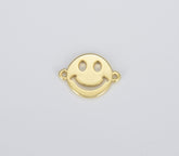 18K Gold Filled Dainty Happy Smile Connector, Tiny Smiley Face Bracelet Connector Emoji Bracelet Connector for Jewelry Making Supply, CN392