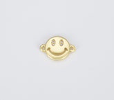 18K Gold Filled Dainty Happy Smile Connector, Tiny Smiley Face Bracelet Connector Emoji Bracelet Connector for Jewelry Making Supply, CN393