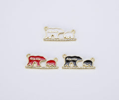 18K Gold Filled Enamel Mama Bear Charm Connector, CN399