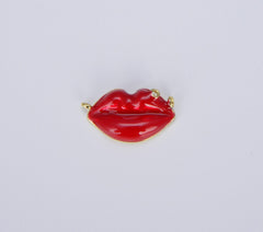 18K Gold Filled Enamel Pave Lips Charm Connector, CN400