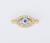 18K Gold Filled Evil Eye CZ Micro Pave Connector, CZ Micro Pave Eye Bracelet Connector for Bracelet Necklace Making Supply Findings, CN407
