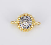 18K Gold Filled Round CZ Charm Connector, CN411
