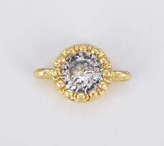 18K Gold Filled Round CZ Charm Connector, CN411