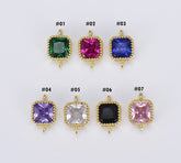 18K Gold Filled Square Solitaire CZ Gold Connector, CN418