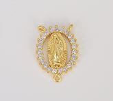 18K Gold Filled Our Lady Of Guadalupe Cubic Zirconia Micro Pave Connector CN422