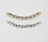 18K Gold Filled Minimalist Bendable Rectangular Bar Connector, Baguette CZ DIY Charm Necklace Bracelet Findings for Jewelry Making, 50x5mm CN431