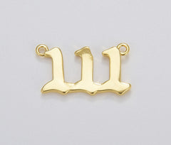 18K Gold Filled Angel Number Charm Connector Lucky Number for Necklace Bracelet Component, CN435