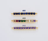 18K Gold Filled Minimalist Rectangular Bar Connector Micro Pave CZ DIY Charm Necklace Bracelet Findings for Jewelry Making, 24x2mm, CN436