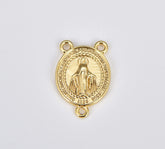 18K Gold Filled Our Lady of Guadalupe Rosary Centerpiece, Virgin Mary Miraculous Medal Rosary Centerpiece, Virgin Mary Connector, CN440
