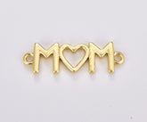 18K Gold Filled Mom Charm Connector, Mom Word Pendant, Mother’s Day Mom’s Birthday Gift, Mom Charm for Bracelet Necklace Component, CN457