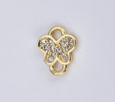 18K Gold Filled Teeny Tiny Butterfly Charm Connector Cubic Zirconia Charm for Bracelet Necklace Earring Component, 8x7mm, CN462