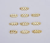 18K Gold Filled Angel Number Charm Connector Lucky Number for Necklace Bracelet Component, 12x4mm, CN463