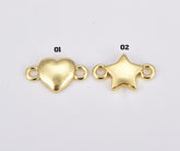 18K Gold Filled Dainty Love Heart Charm Connector, Star Pendant Connector, Heart Star Charm Connector for Jewelry Making Supply, 9x9mm, CN469