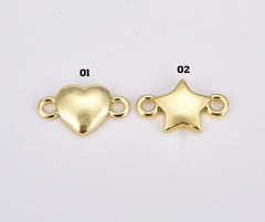 18K Gold Filled Dainty Love Heart Charm Connector, Star Pendant Connector, Heart Star Charm Connector for Jewelry Making Supply, 9x9mm, CN469