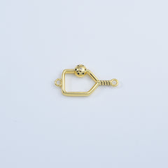 18K Gold Filled Dainty Pickleball Racket Charm Connector, Racket Pendant CZ Micro Pave for Necklace Bracelet Jewelry Making Component, CN480