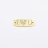 18K Gold Filled I Love You Charm Connector, I Love You Word Link Connector for Bracelet Necklace Component, Valentine Gift, CN485