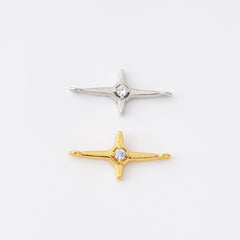 18K Gold Filled Micro Pave CZ North Star Charm Connector, Star Link Connector For Bracelet DIY Jewelry Making, 18x9mm, CN490