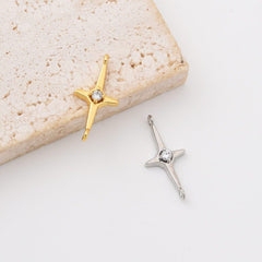 18K Gold Filled Micro Pave CZ North Star Charm Connector, Star Link Connector For Bracelet DIY Jewelry Making, 18x9mm, CN490