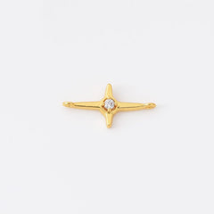 18K Gold Filled Micro Pave CZ North Star Charm Connector, Star Link Connector For Bracelet DIY Jewelry Making, 18x9mm, CN490