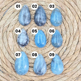 Natural Polished Aquamarine Cabochon Stone Bead, Top Drill Tear Drop Stone Bead for Necklace Bracelet Jewelry Making, COBD203