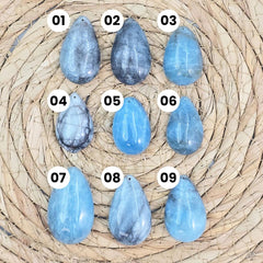 Natural Polished Aquamarine Cabochon Stone Bead, Top Drill Tear Drop Stone Bead for Necklace Bracelet Jewelry Making, COBD203
