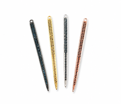 Gold Filled CZ Spike Bar Charm, Gold Pave Bar Pendant for Necklace Bracelet Earring DIY Jewelry Making, Gift for Her, CP001